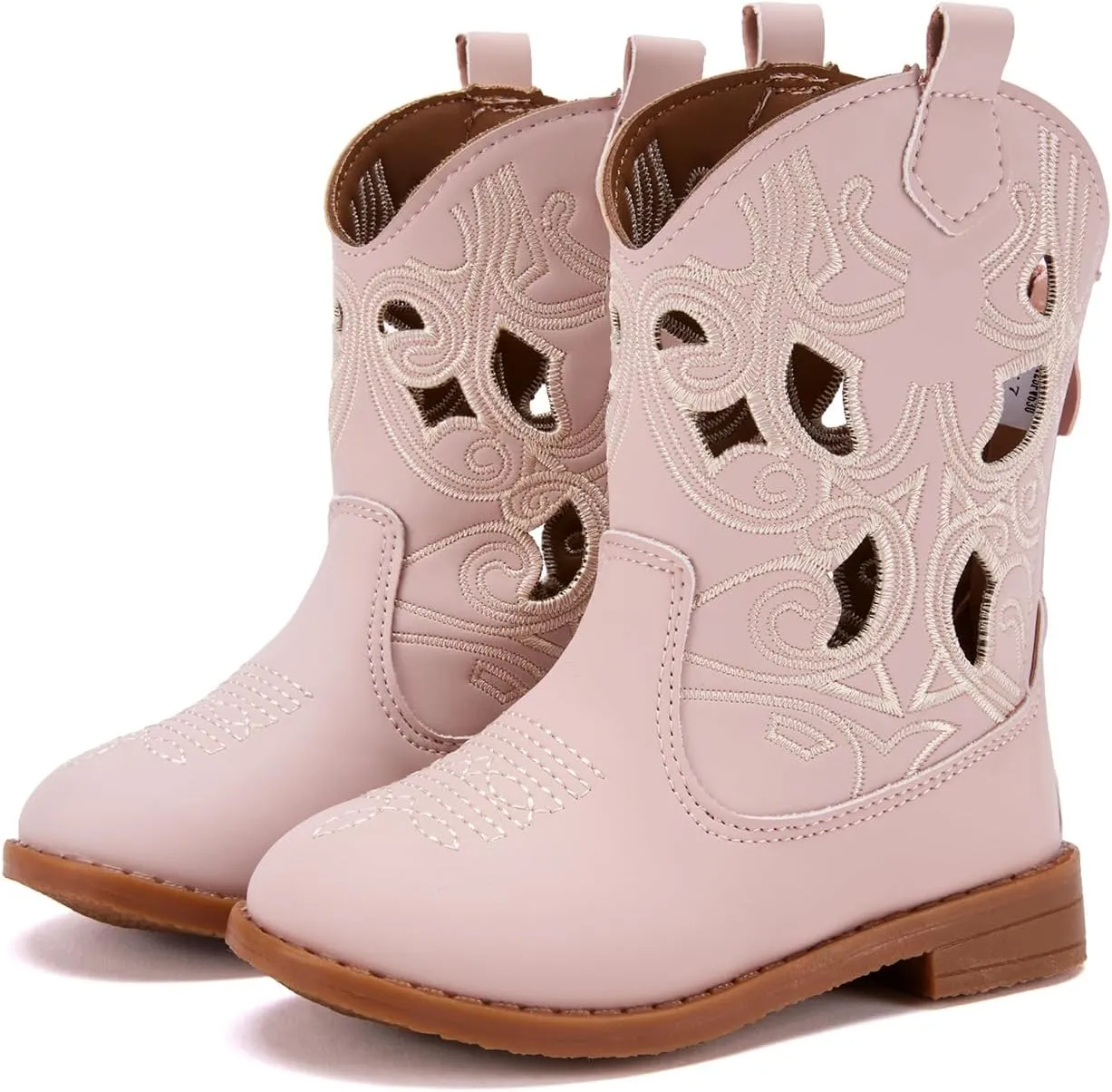 BMCiTYBM Toddler Girls Cowboy Cowgirl Boots Little Kids Pointed Toe Western Boots Mid Calf Side Zipper Riding Shoes for All Seasons (Toddler/Little Kid)