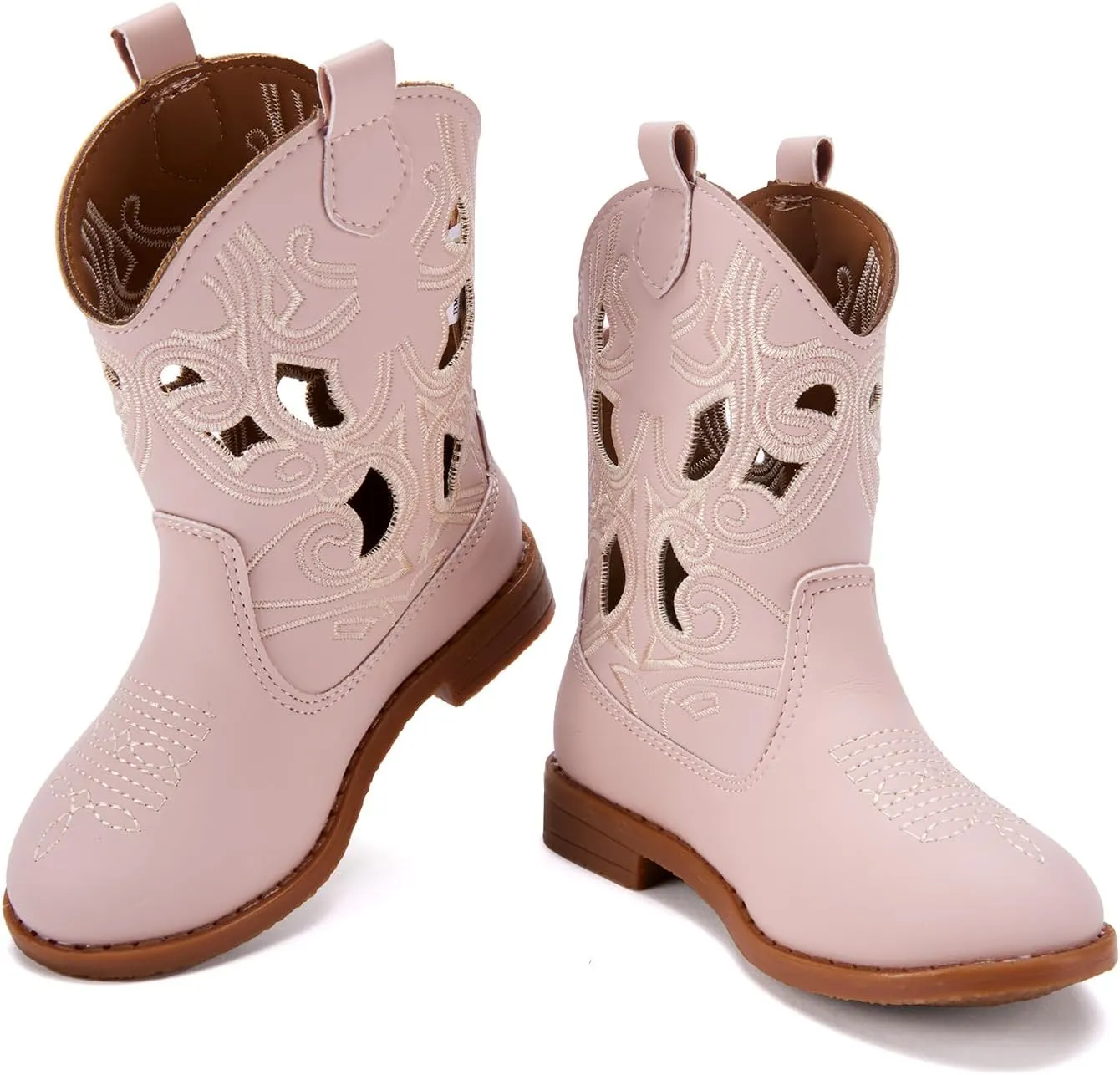 BMCiTYBM Toddler Girls Cowboy Cowgirl Boots Little Kids Pointed Toe Western Boots Mid Calf Side Zipper Riding Shoes for All Seasons (Toddler/Little Kid)