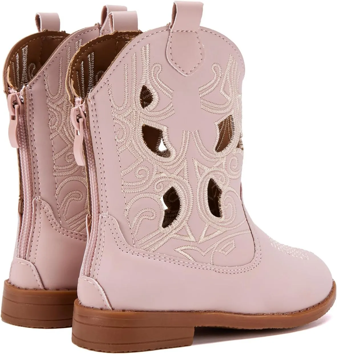 BMCiTYBM Toddler Girls Cowboy Cowgirl Boots Little Kids Pointed Toe Western Boots Mid Calf Side Zipper Riding Shoes for All Seasons (Toddler/Little Kid)