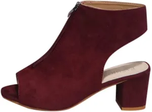 BORAMAX Womens Open Toe Heel Sandals, Fashion Cutout Side Strap Zipper Chunky Heel Sandals Slip On Ankle Backless Booties
