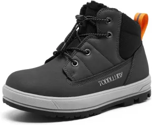 Boys Girls Snow Boots Faux Fur Lined Winter Ankle Boots Outdoor Waterproof Slip Resistant Comfortable Cold Weather Boots Little Kid/Big Kid