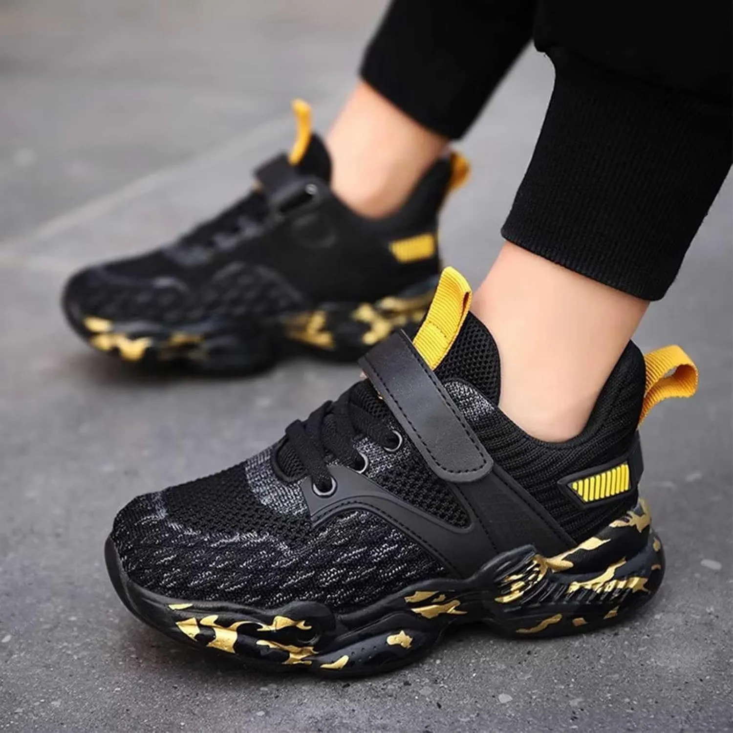 Boys Running Sneakers Toddler Kids Lightweight Breathable Sport Sneakers Lace Up Softy Sole Walking Casual Shoes