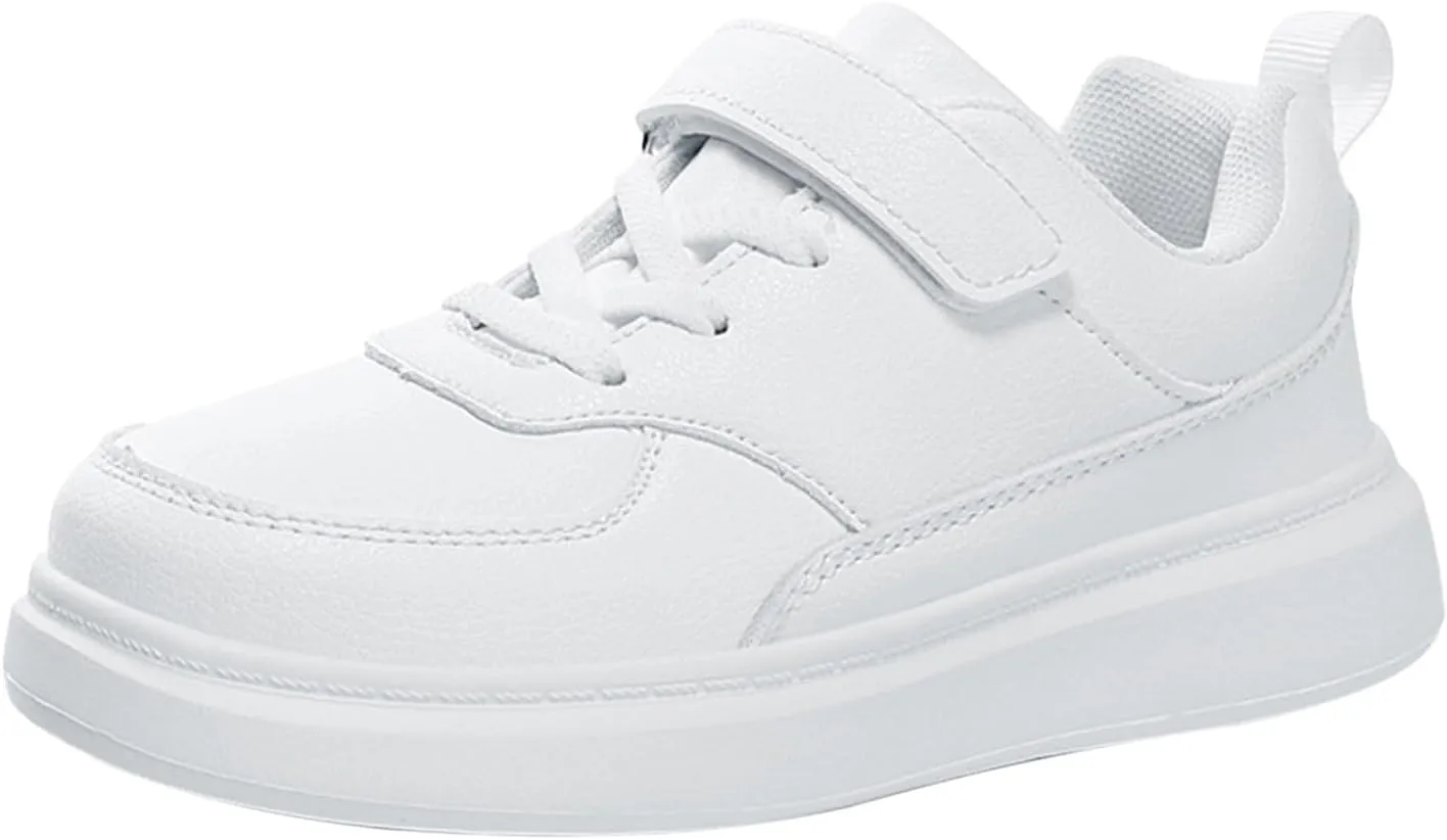 Boys&Girls Casual Sneakers Lightweight Tennis Walking Adjustable Shoes for Little Kid Comfortable Running Flat Shoes