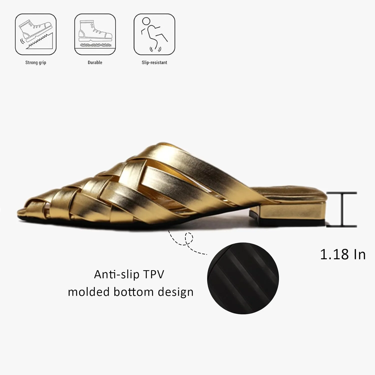 Braided Pointed Toe Mules for Women Low Chunky Heel Sexy Backless Block Heel Slingback Summer Loafers Clogs Slide for Party Dress Vacation Casual