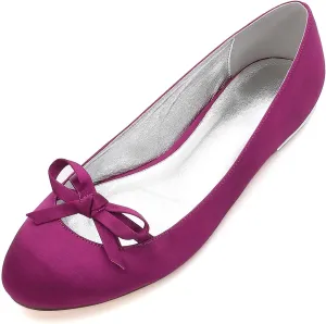 Bridal Shoes Women Round Toe Satin Ballet Flats Wedding Dress Shoe Dolly Shoes