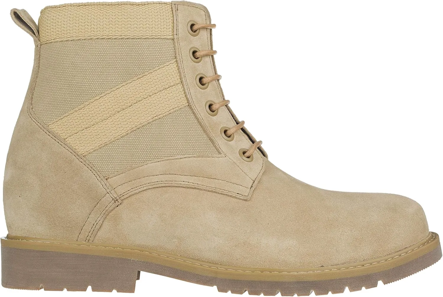 CALTO Men's Invisible Height Increasing Elevator Shoes - Desert Sand Suede Lace-up High-top Military Boots - 3.2 Inches Taller - S9012 - Size 11 D(M) US