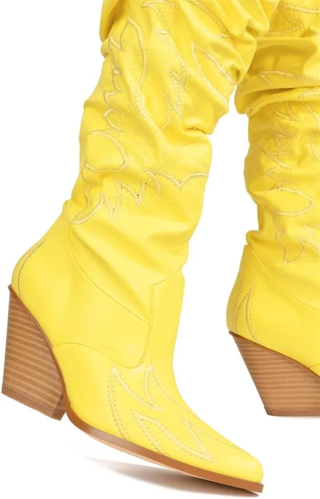Cape Robbin Kelsey-21 Cowboy Boots Women, Over The Knee Western Cowgirl Boots with Chunky Block Heels, Fashion Dress Boots for Women