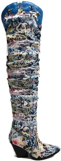 Cape Robbin Kelsey-21 Cowboy Boots Women, Over The Knee Western Cowgirl Boots with Chunky Block Heels, Fashion Dress Boots for Women