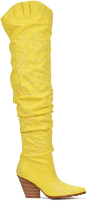 Cape Robbin Kelsey-21 Cowboy Boots Women, Over The Knee Western Cowgirl Boots with Chunky Block Heels, Fashion Dress Boots for Women