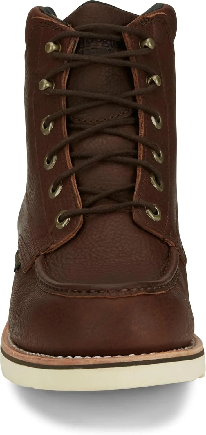 Chippewa Men's Edge Walker 6" Waterproof Lace-Up Wedge Soft Toe Work Boot, Briar Haystack - Durable & Comfortable Moc Toe Boots for Men