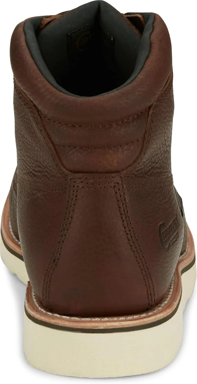 Chippewa Men's Edge Walker 6" Waterproof Lace-Up Wedge Soft Toe Work Boot, Briar Haystack - Durable & Comfortable Moc Toe Boots for Men