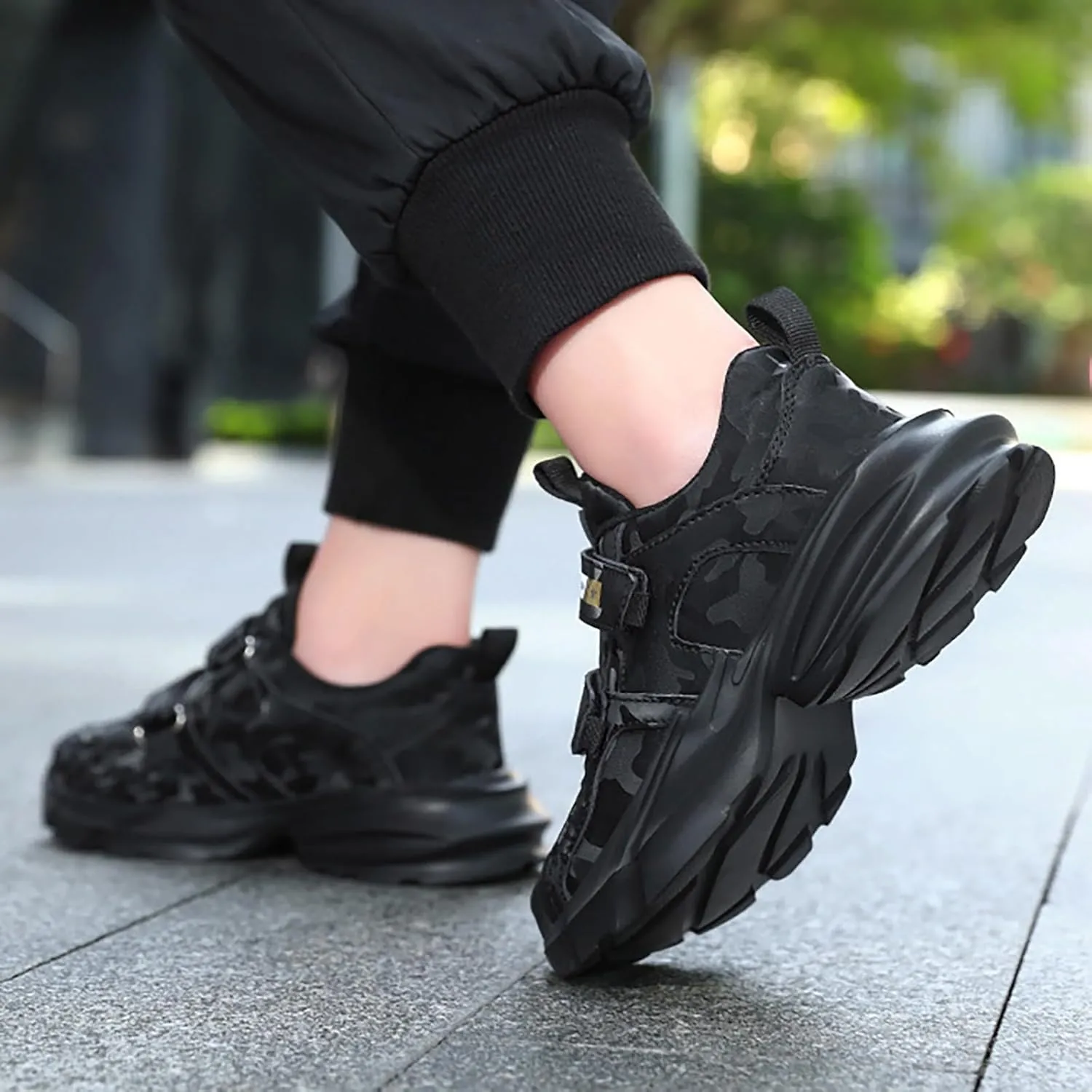 Chunky Sole Rubber Sneaker for Big Kids Childrens Running Sport Shoes Boys Open Toe Non Slip Light Breathable Shoes