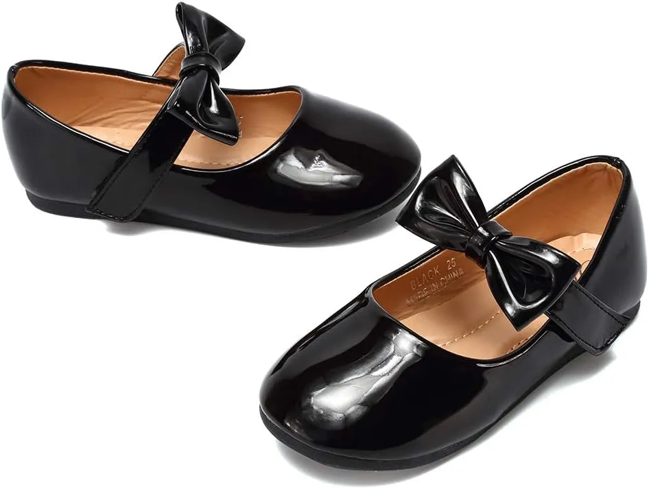 CIOR Toddler Girls Ballet Flats Shoes Ballerina Bowknot Jane Mary Princess Dress Shoes for Wedding Party School