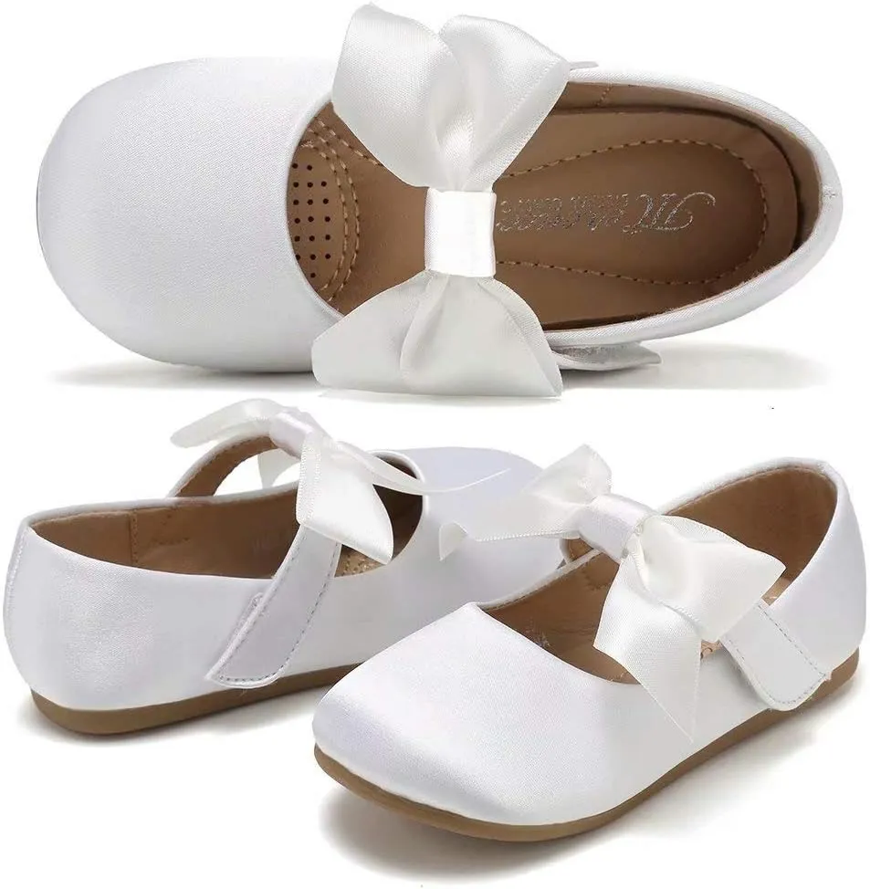 CIOR Toddler Girls Ballet Flats Shoes Ballerina Bowknot Jane Mary Princess Dress Shoes for Wedding Party School