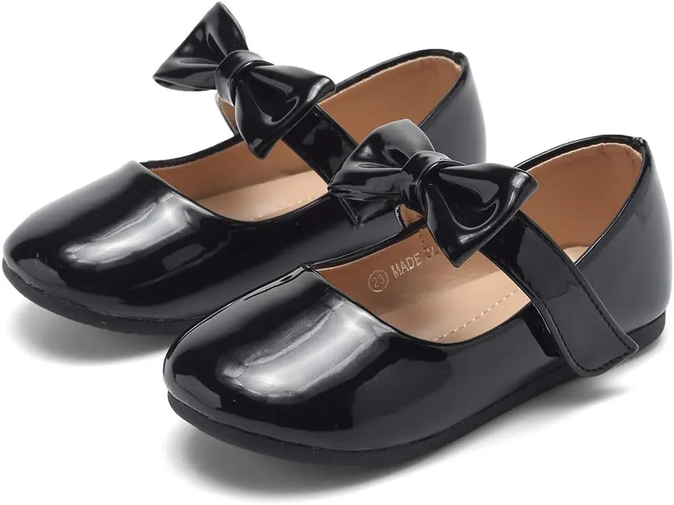 CIOR Toddler Girls Ballet Flats Shoes Ballerina Bowknot Jane Mary Princess Dress Shoes for Wedding Party School