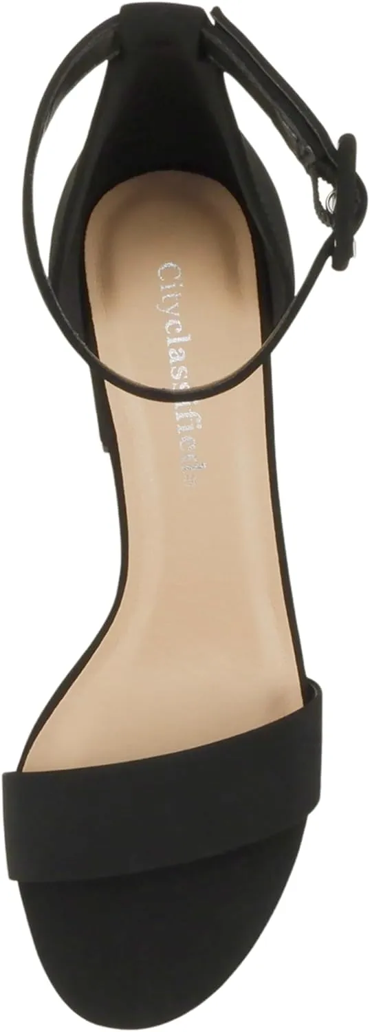 CITYCLASSIFIED Cake ~ Women Fashion Open Toe Ankle Buckle Strap Low Chunky Heels Sandals Shoes