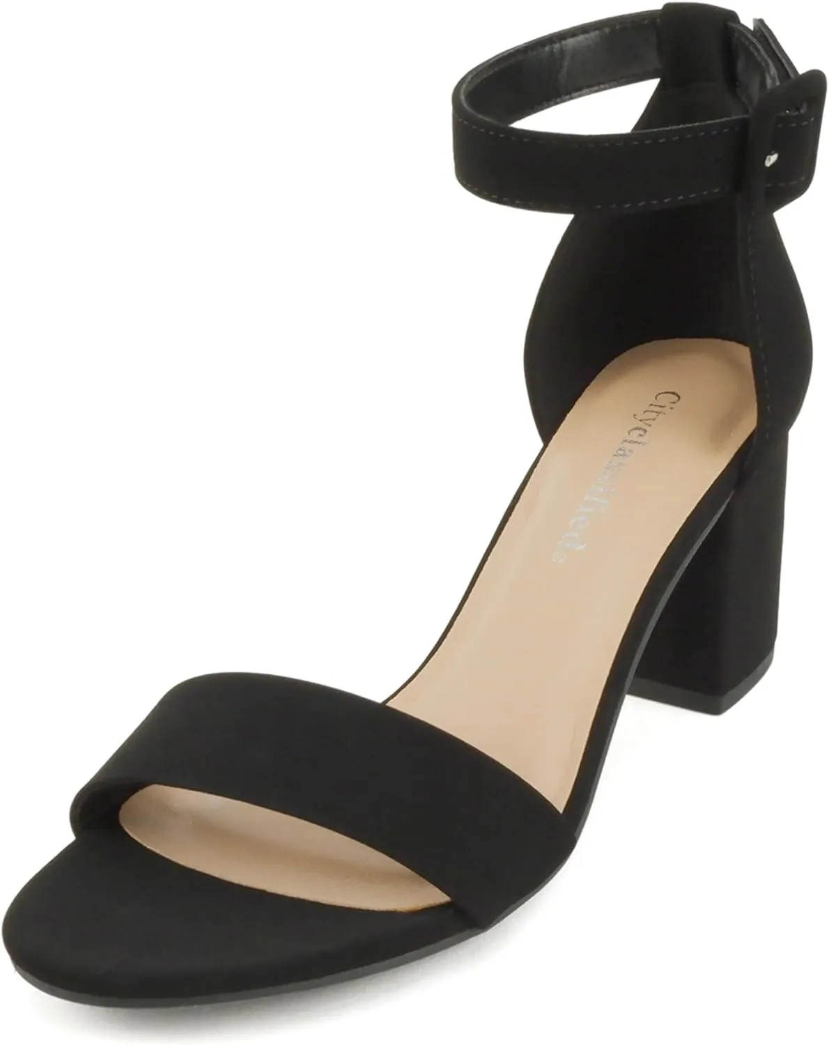 CITYCLASSIFIED Cake ~ Women Fashion Open Toe Ankle Buckle Strap Low Chunky Heels Sandals Shoes