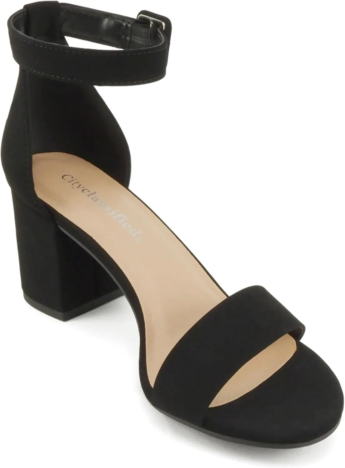 CITYCLASSIFIED Cake ~ Women Fashion Open Toe Ankle Buckle Strap Low Chunky Heels Sandals Shoes