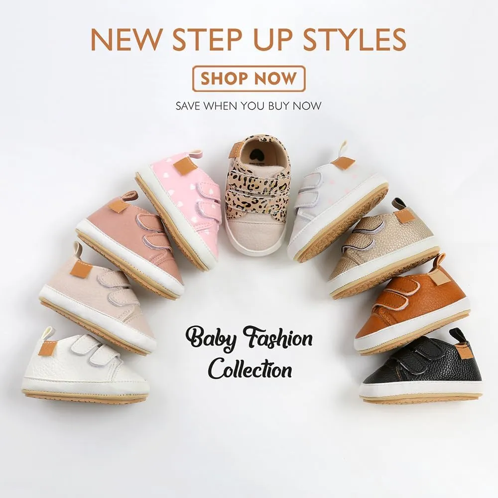 Clowora Baby Boys Girls Shoes Non-Slip Rubber Sole Sneakers Infant First Walking Toddler Crib Shoes Newborn Loafers Flats.