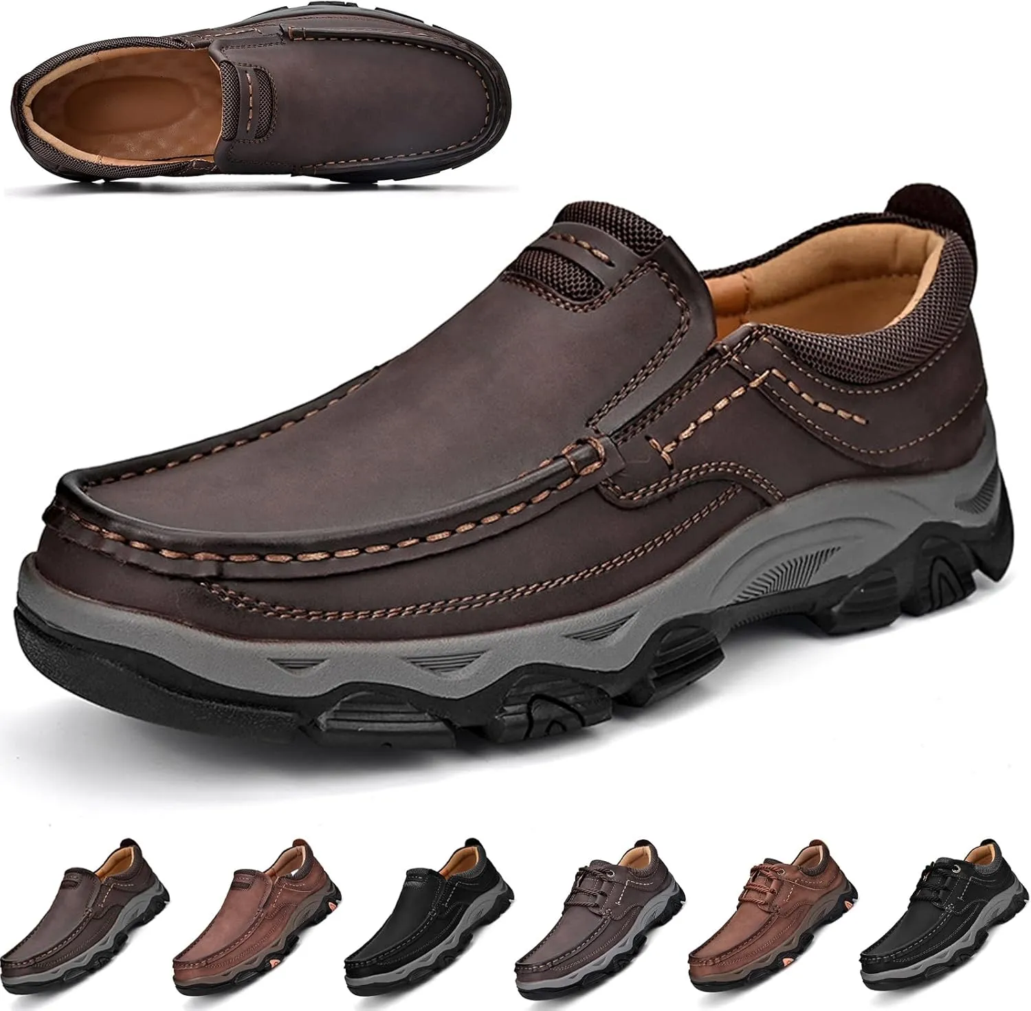 Comfymore Shoes for Men, Lightweight Breathable Slip-On Loafers, Orthopedic Walking Shoes