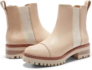 Coutgo Womens Chelsea Ankle Boots Lug Sole Low Stacked Heel Booties Winter Platform Shoes
