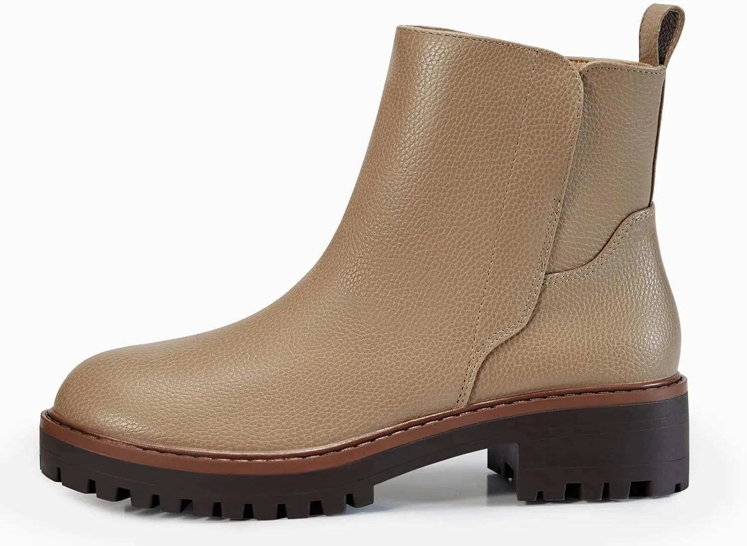 Coutgo Womens Low Heel Chelsea Ankle Boots Platform Lug Sole Booties Pull On Fall Short Boot Shoes