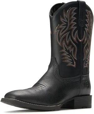 Cowboy Boots For Men - Mens Sport Wide Square Toe Western Boot,Oil/Slip Resistant,Durable Fashionable Classic Pull on 10 Inch Wellington Boots - Soft Toe