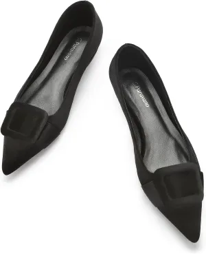 C.Paravano Women's Flats Velvet Pointed Toe Flats Slip-On Casual Work Shoes for Daily Wear Comfortable Stylish Ballet Flats