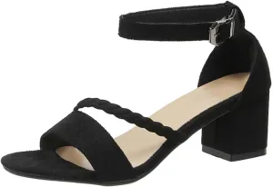ctdiral Women's Chunky Heels Dressy Summer 2023 Casual Pumps Platform Shoes Block Mid Heel Open Toe Comfort Suede Sandals