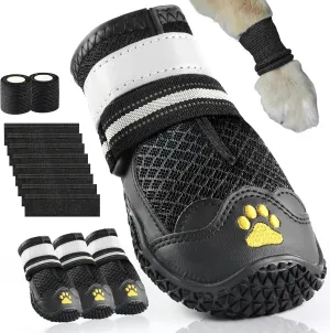 Cupount Dog Shoes for Small Dogs – Breathable Anti-Slip Booties for Hot Pavement, Outdoor Paw Protectors for Walking, Hiking, Running (4 Pcs, Fits 10–19 lbs)