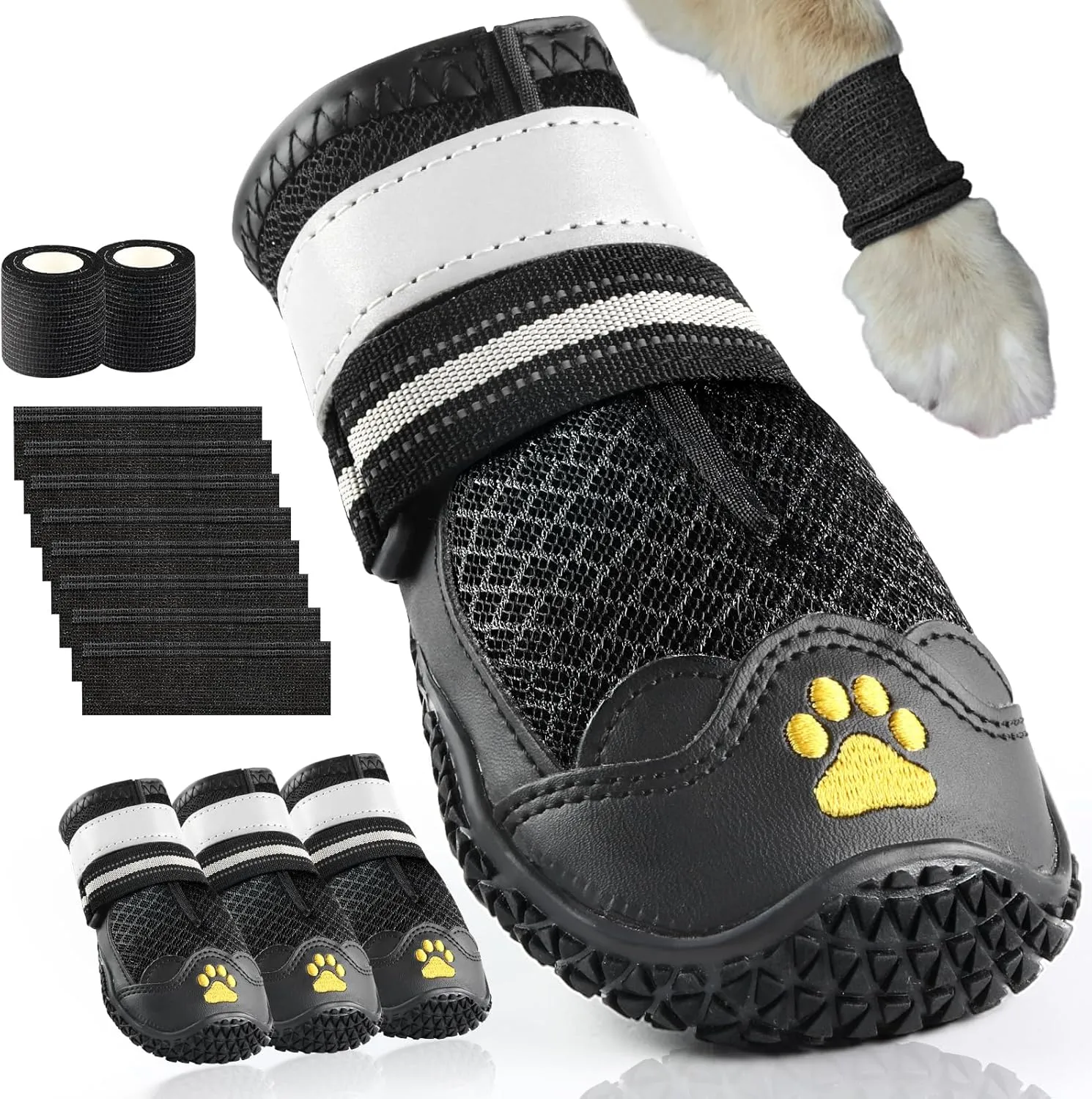 Cupount Dog Shoes for Small Dogs – Breathable Anti-Slip Booties for Hot Pavement, Outdoor Paw Protectors for Walking, Hiking, Running (4 Pcs, Fits 10–19 lbs)
