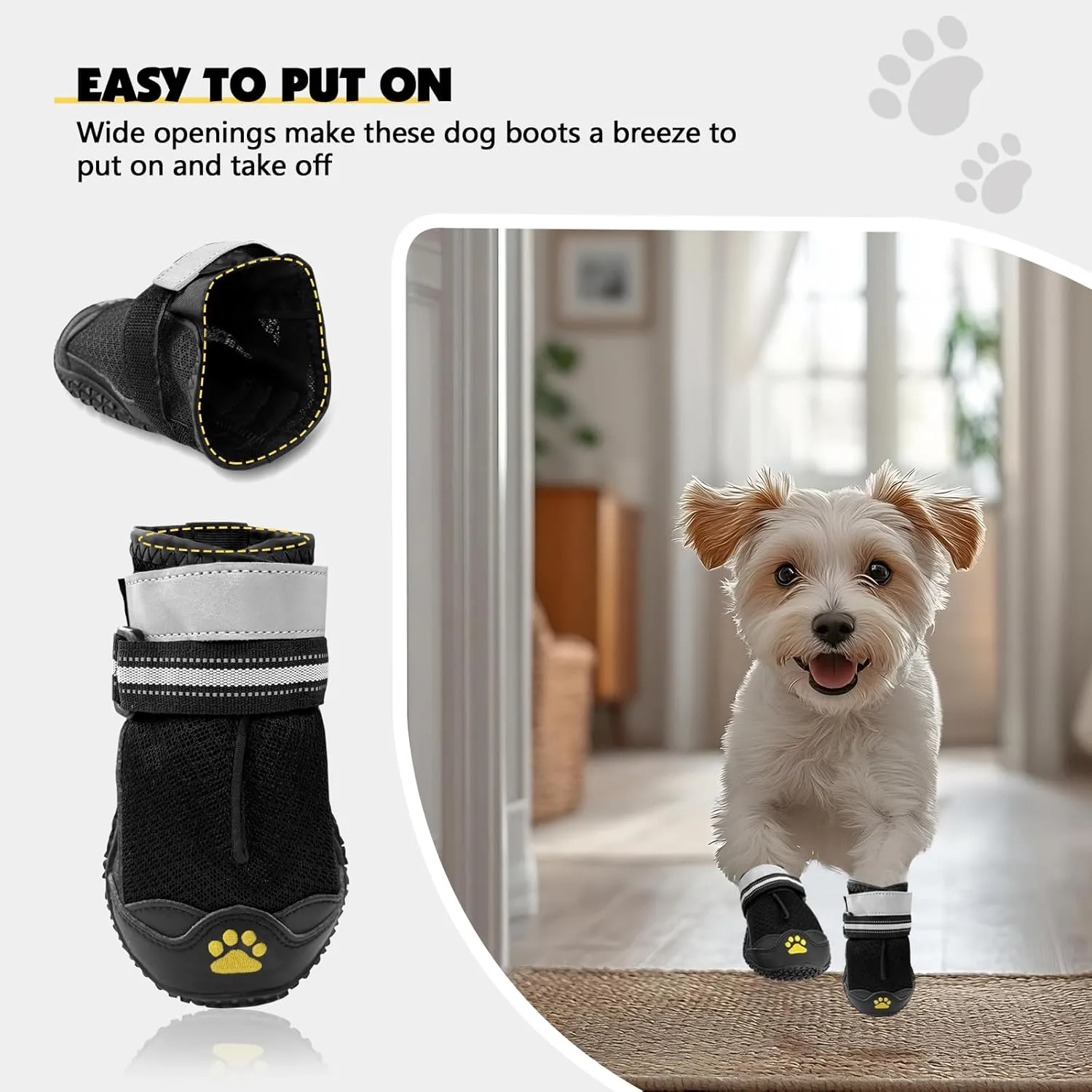 Cupount Dog Shoes for Small Dogs – Breathable Anti-Slip Booties for Hot Pavement, Outdoor Paw Protectors for Walking, Hiking, Running (4 Pcs, Fits 10–19 lbs)