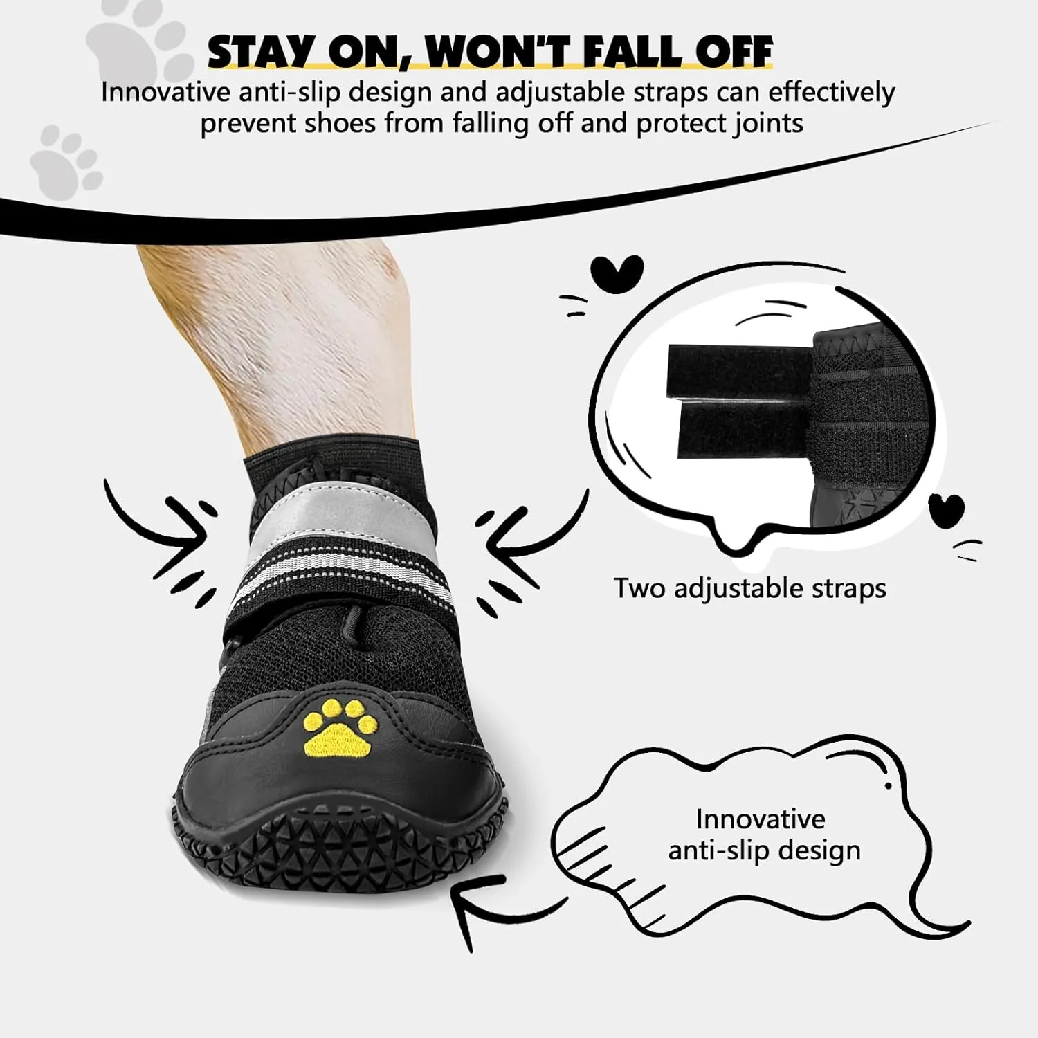 Cupount Dog Shoes for Small Dogs – Breathable Anti-Slip Booties for Hot Pavement, Outdoor Paw Protectors for Walking, Hiking, Running (4 Pcs, Fits 10–19 lbs)