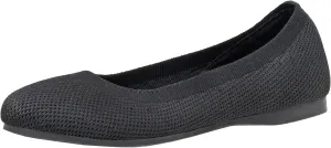 CUSHIONAIRE Women's Tyra Knit Flat with  Memory Foam and Wide Widths Available, Black 7.5 W
