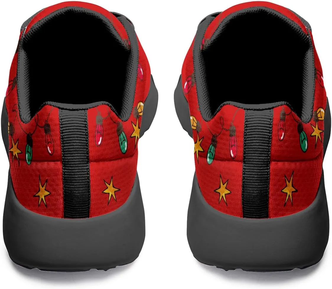 Custom Christmas Walking Sneakers, Snowman Design, Comfortable Lightweight Running Shoes, Festive Holiday Footwear for Women