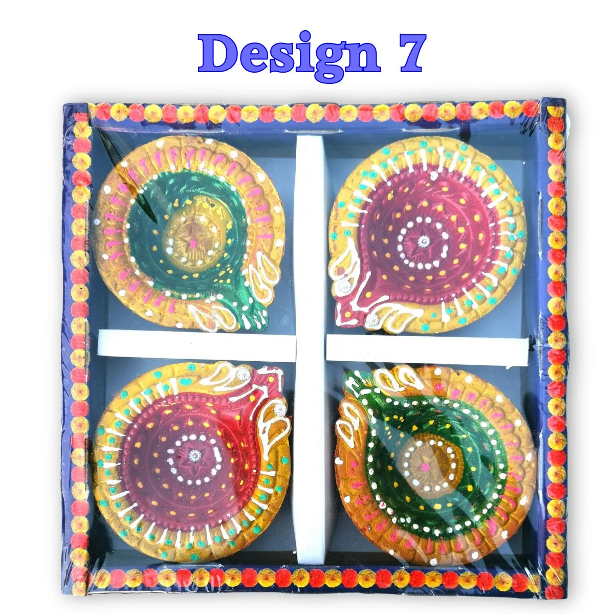 Decorated Clay Lamp (Diya)