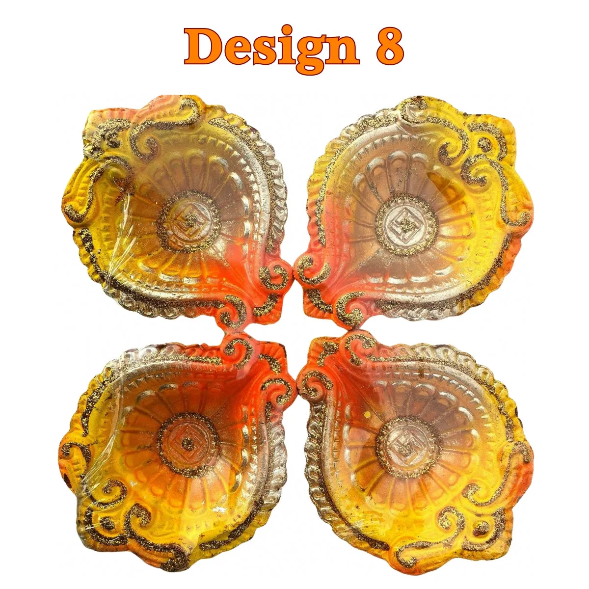 Decorated Clay Lamp (Diya)