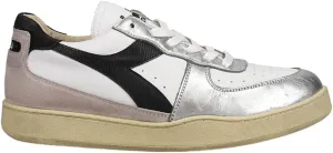 Diadora Mens Mi Basket Low Metal Used Lace Up Sneakers Shoes Casual - White