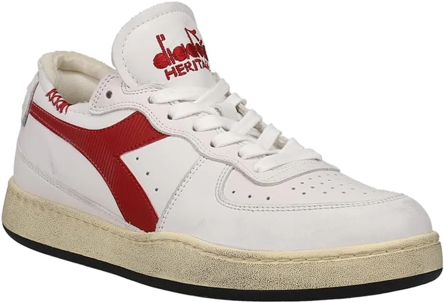 Diadora Mens Mi Basket Row Cut Lace Up Sneakers Shoes Casual - White