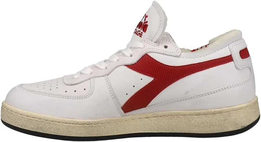Diadora Mens Mi Basket Row Cut Lace Up Sneakers Shoes Casual - White