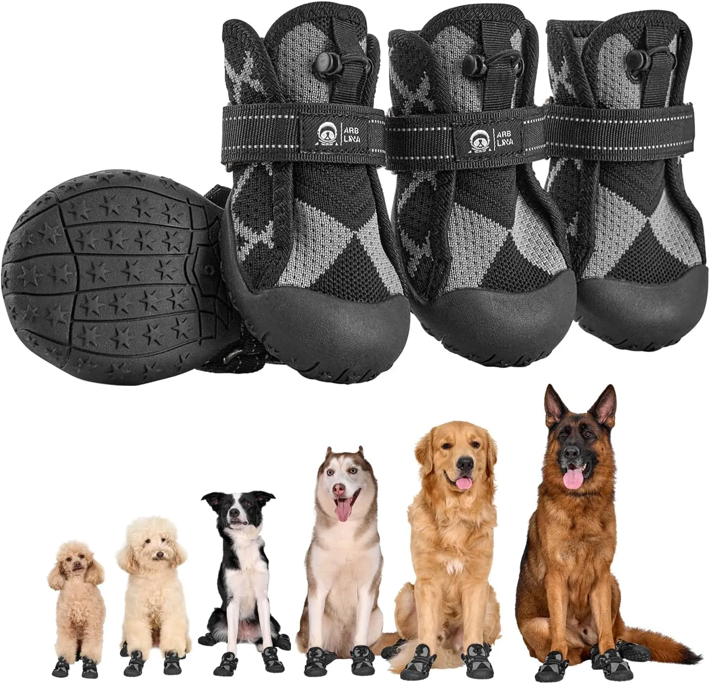 Dog Shoes for Large Small Medium Size Dogs, Waterproof Anti Slip Dog Boots&Paw Protectors for Outdoor Summer Hot Pavement Winter Snow, Breathable Dog Booties for Walking Hiking Hardwood Floor