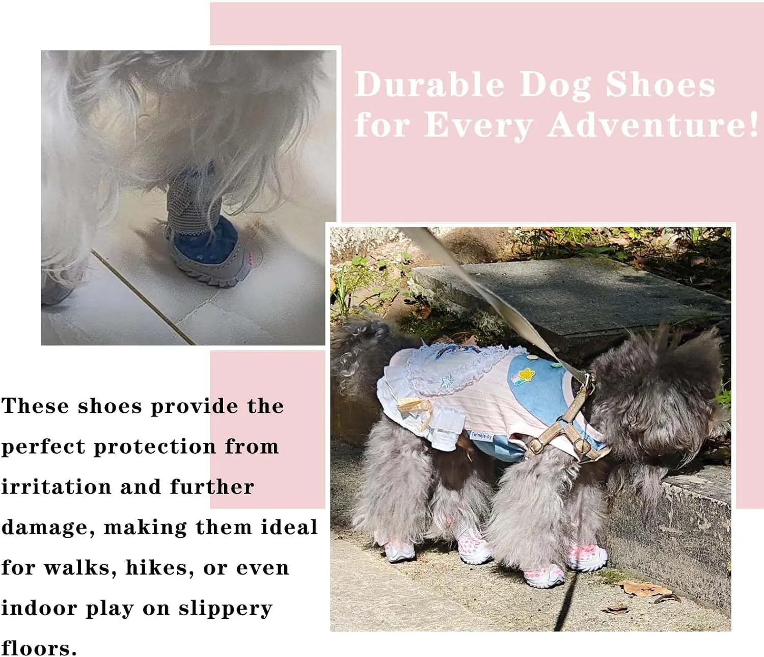 Dog Shoes for Small Dogs, Soft Mesh Dog Boots for Summer Hot Pavement, Outdoor Walking Running, Anti-Slip Dog Boots & Paw Protectors, Size 4, Pink