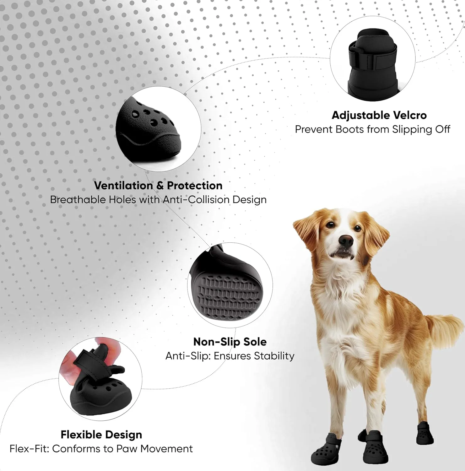Dog Shoes: Non-Slip Waterproof Sandals for Hot Pavement, Breathable Perforated Boots, Large/Medium/Small Sizes, Ideal Paw Protector, Outdoor Clog Booties (Black, Size 3: (2.09’’x1.61’’)(L*W))