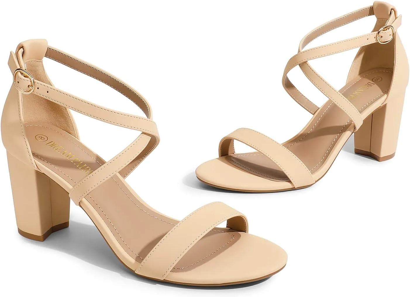 DREAM PAIRS Women’s Ankle Strap Dress Low Chunky Block Open Toe Heel Sandals for Party Wedding