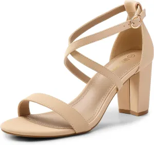 DREAM PAIRS Women’s Ankle Strap Dress Low Chunky Block Open Toe Heel Sandals for Party Wedding