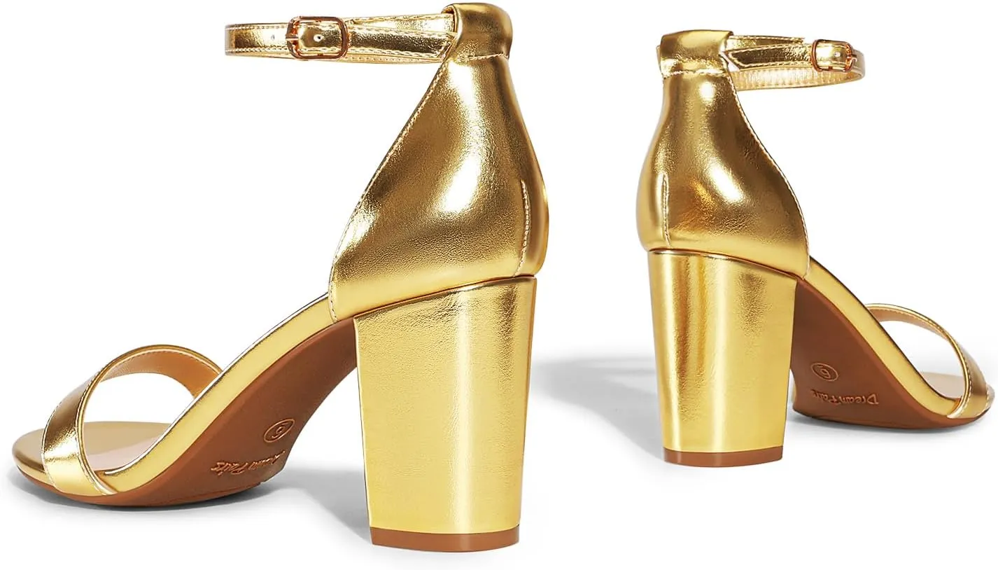 DREAM PAIRS Women's Chunk Low Heel Pump Sandals
