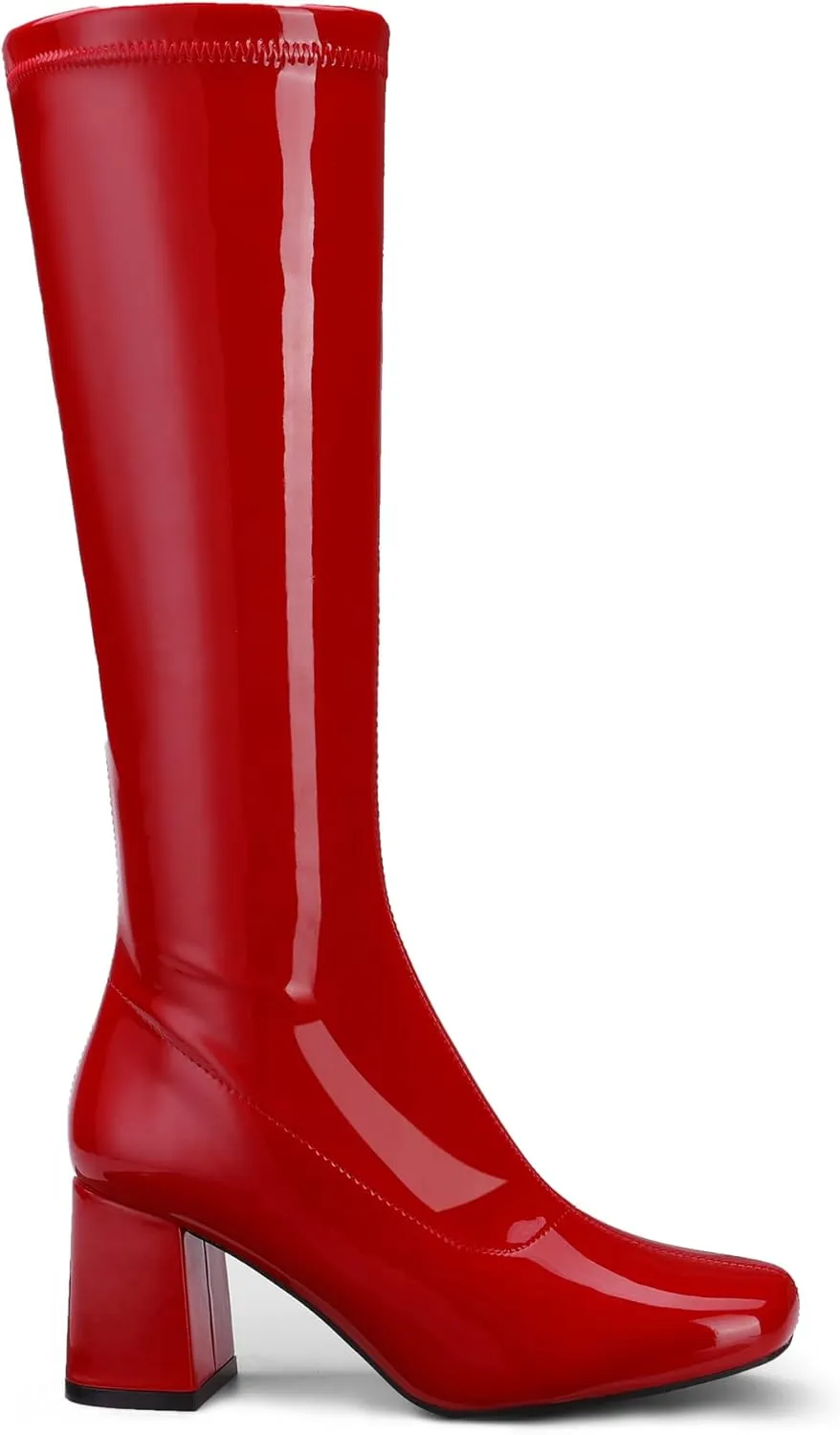 DREAM PAIRS Women's Gogo Boots, Square Toe Chunky Knee High Boots For Women