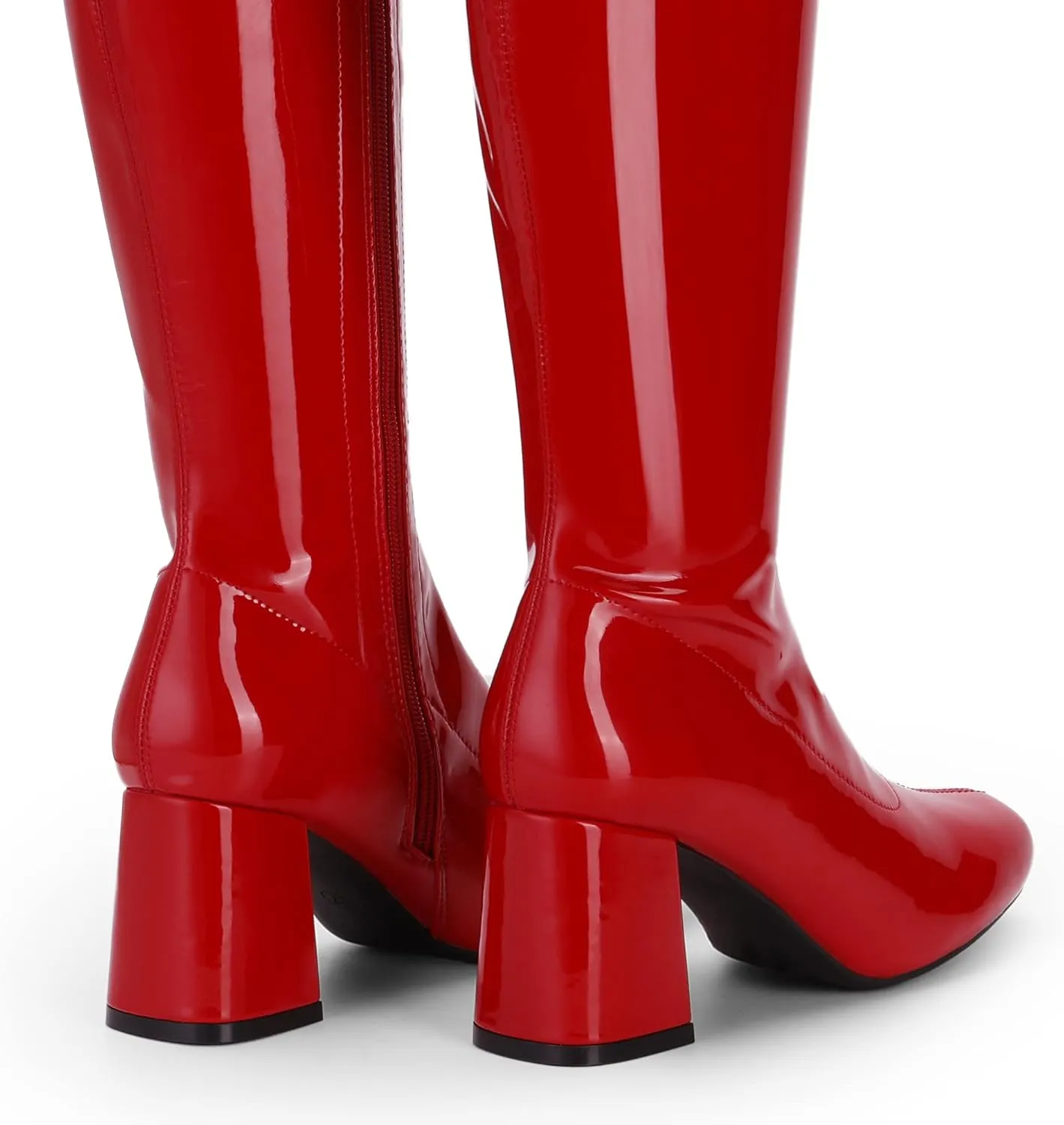 DREAM PAIRS Women's Gogo Boots, Square Toe Chunky Knee High Boots For Women