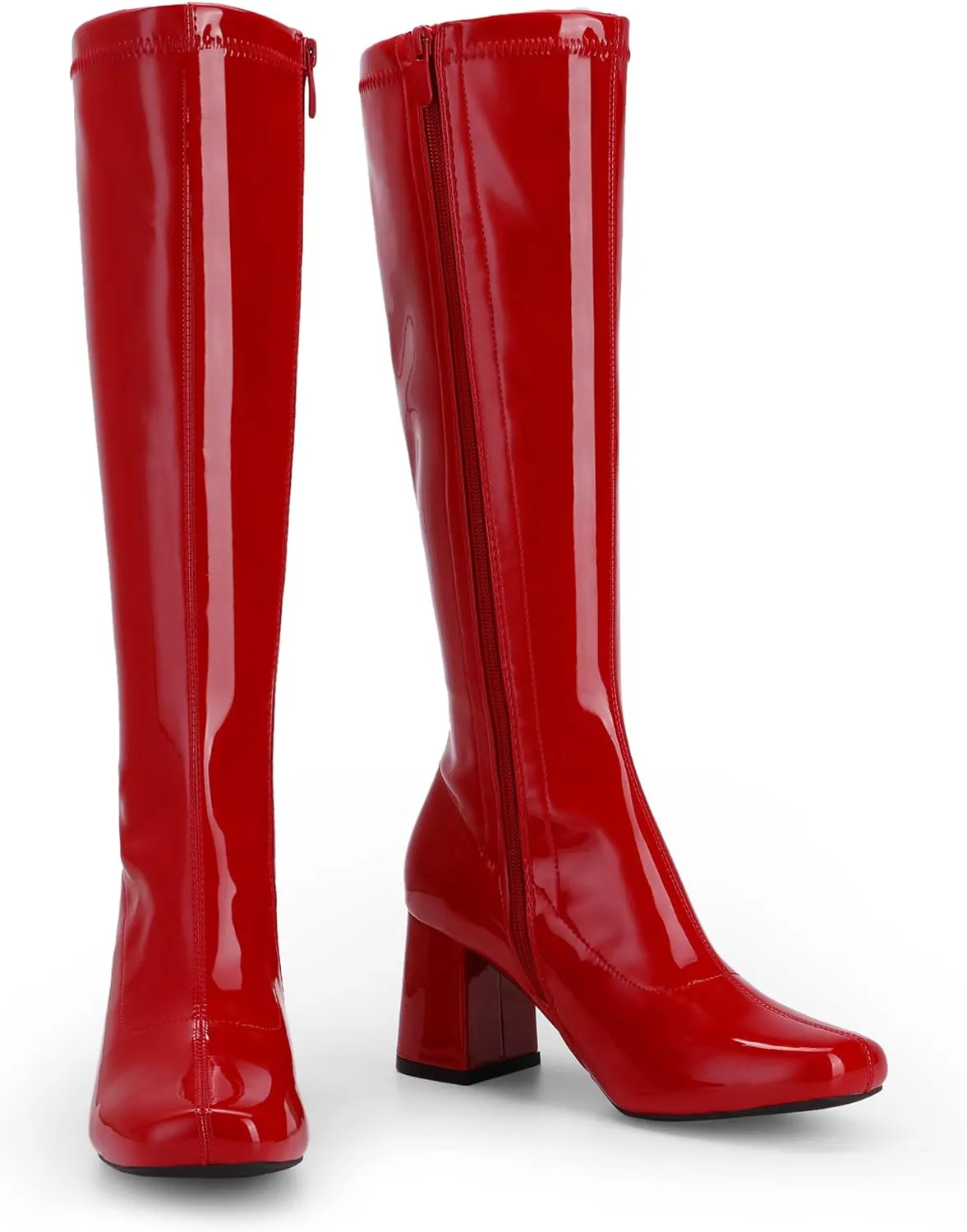 DREAM PAIRS Women's Gogo Boots, Square Toe Chunky Knee High Boots For Women