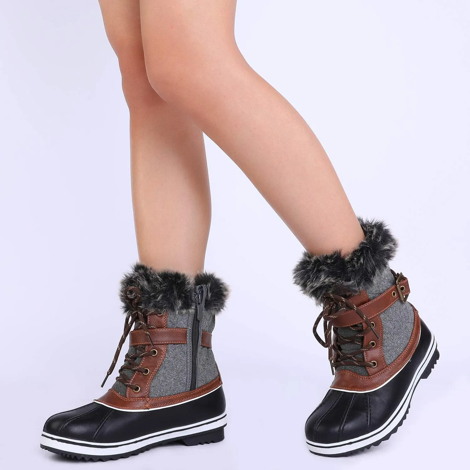 DREAM PAIRS Women's Mid Calf WaterProof Winter Snow Boots